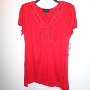 Ab Studio Crochet Your Way Red Top L NWT